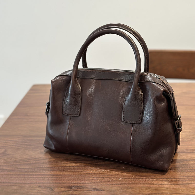 Full Grain Leather Women Boston Bag, Leather Top Handle Bag, Women's Leather City Bag RockCow Leather Studio
