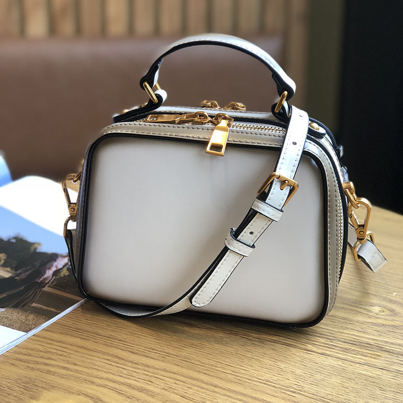 Women's Small Leather Box Bag Crossbody Clutch, Retro handmade leather crossbody bag square bag RockCow Leather Studio