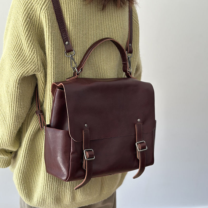 Vintage Womens Leather Backpack, Handmade Full Grain Leather Backpack, Women's Leather Backpack for School RockCow Leather Studio