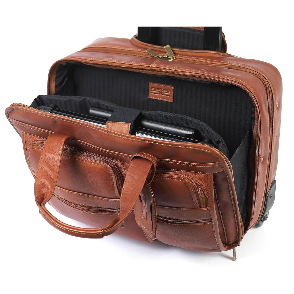 Claire Chase Rolling Leather Computer Brief Assorted Colors - LuggageDesigners