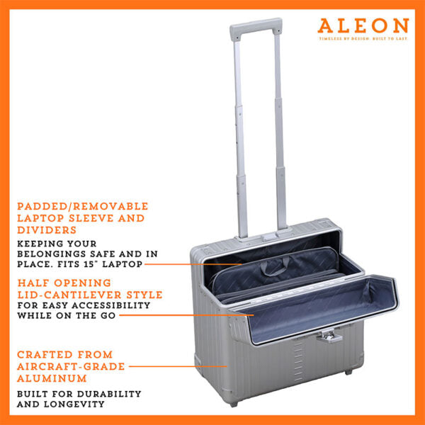 Aleon 17″ Two-Wheeled Aluminum Pilot Case Aleon