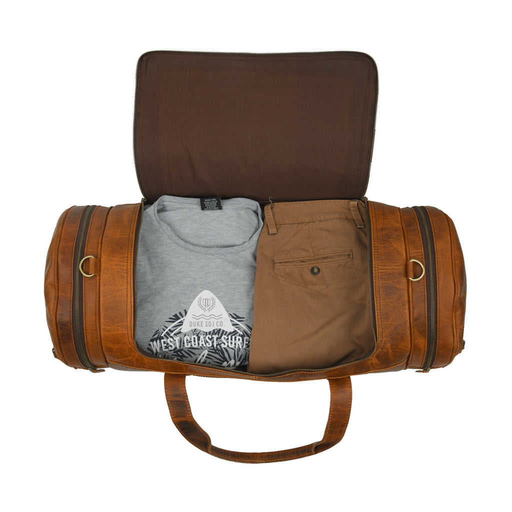 Leather Gym Travel Bag, Round Classy Leather Bags