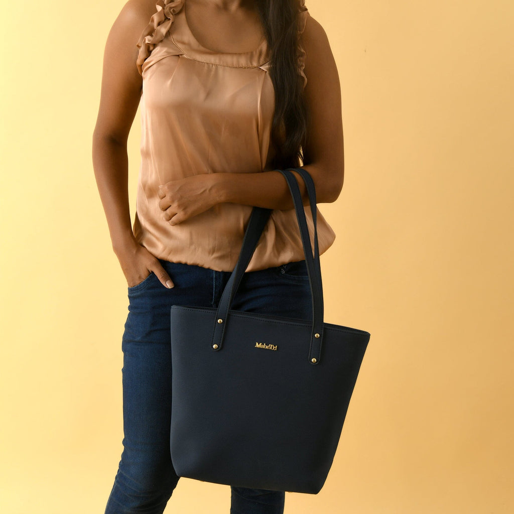 Era Vegan Leather Tote - Navy Blue Classy Leather Bags