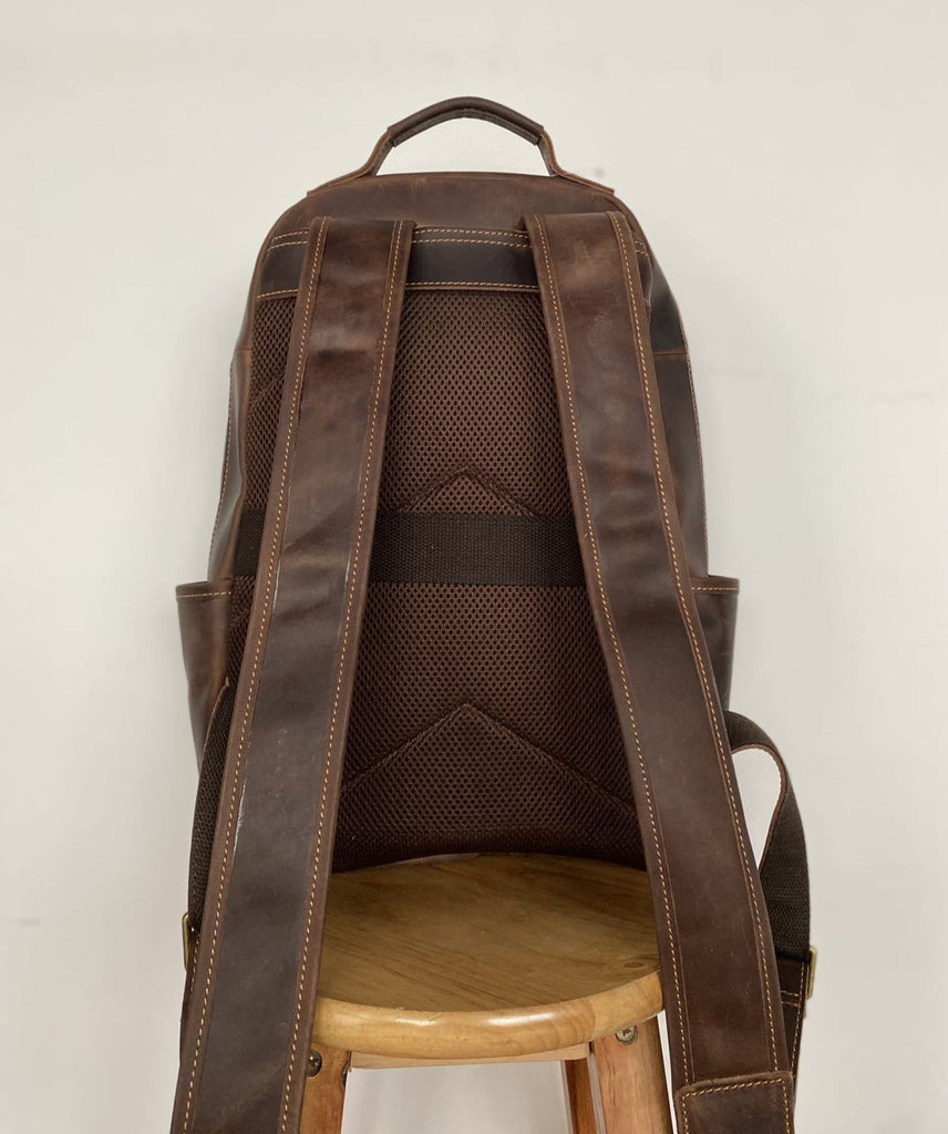 Crazy Horse Leather Backpack Men Laptop Backpack Handmade Travel Backpack RockCow Leather Studio