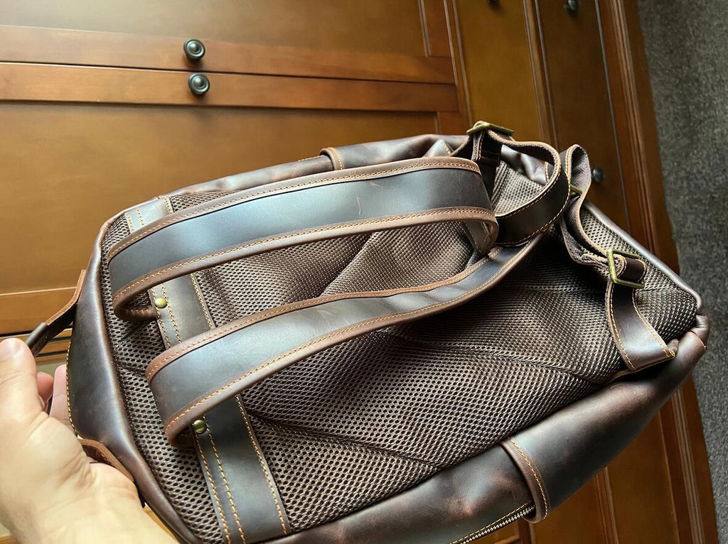 Crazy Horse Leather Backpack Men Laptop Backpack Handmade Travel Backpack RockCow Leather Studio