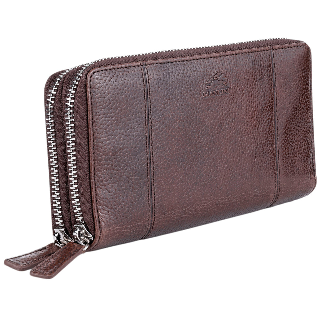 Mancini Fifth Avenue RFID Secure Double Zipper Wallet Mancini