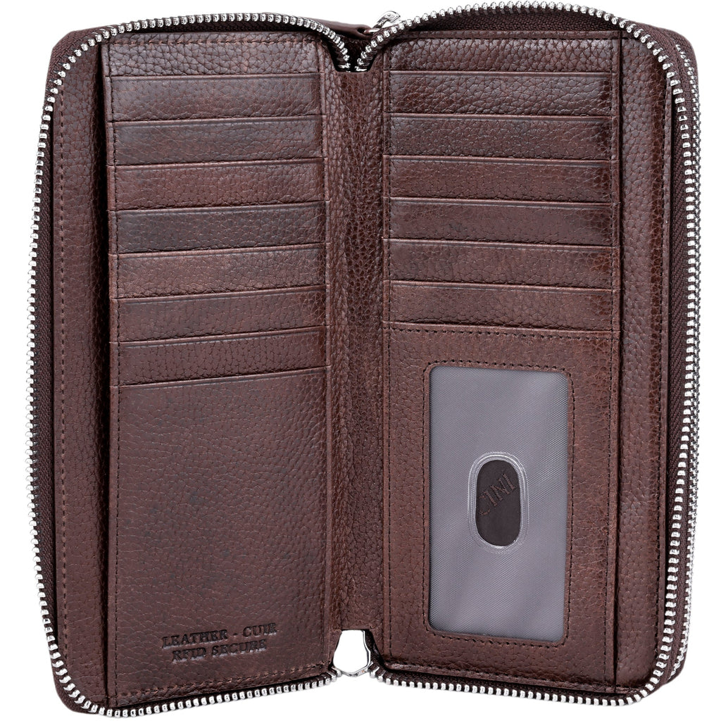 Mancini Fifth Avenue RFID Secure Double Zipper Wallet Mancini