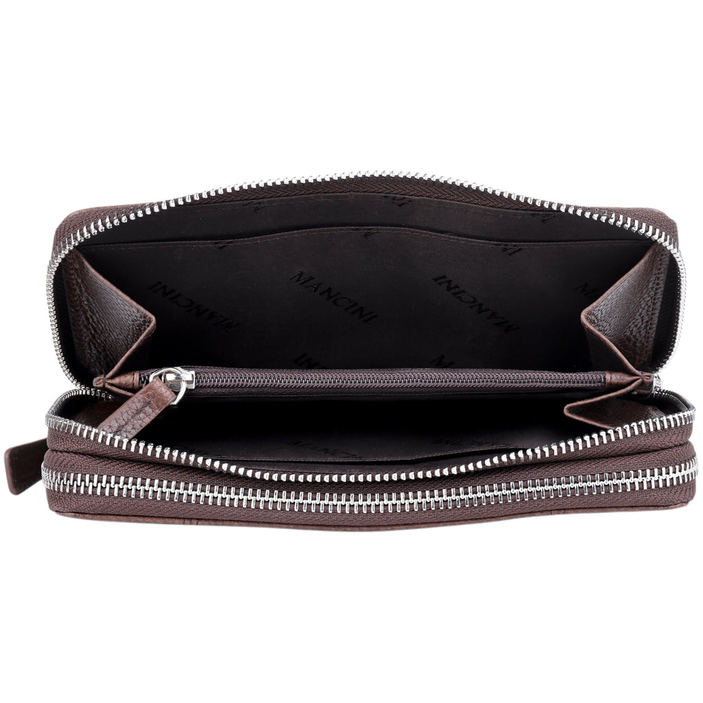 Mancini Fifth Avenue RFID Secure Double Zipper Wallet Mancini