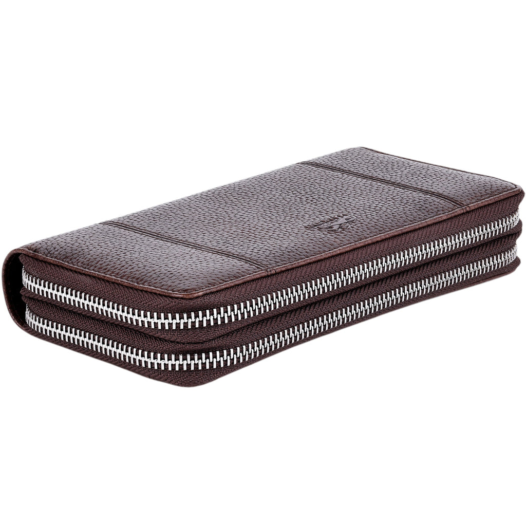 Mancini Fifth Avenue RFID Secure Double Zipper Wallet Mancini