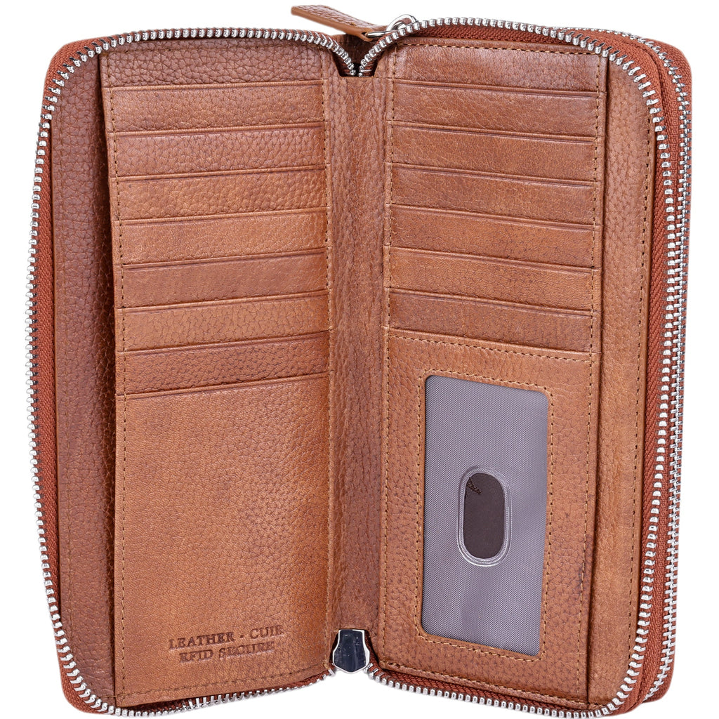 Mancini Fifth Avenue RFID Secure Double Zipper Wallet Mancini