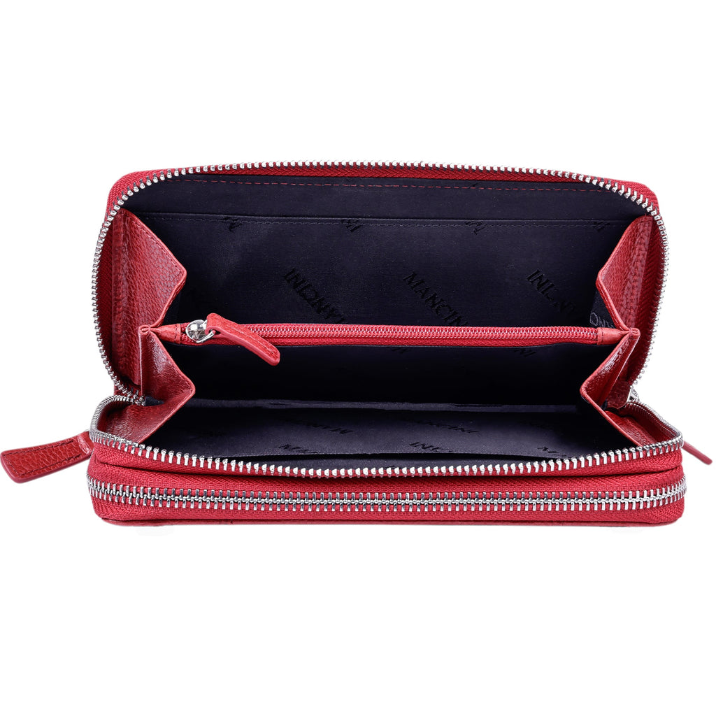 Mancini Fifth Avenue RFID Secure Double Zipper Wallet Mancini