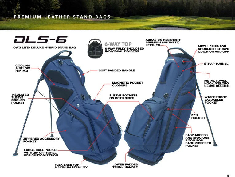 1WithGolf Ultra-Premium Synthetic Leather 6 way Stand bag 1withGolf