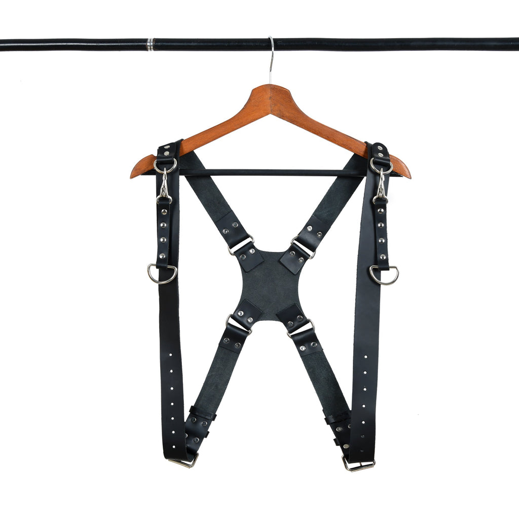Dual Leather Camera Strap Harness- Black Classy Leather Bags