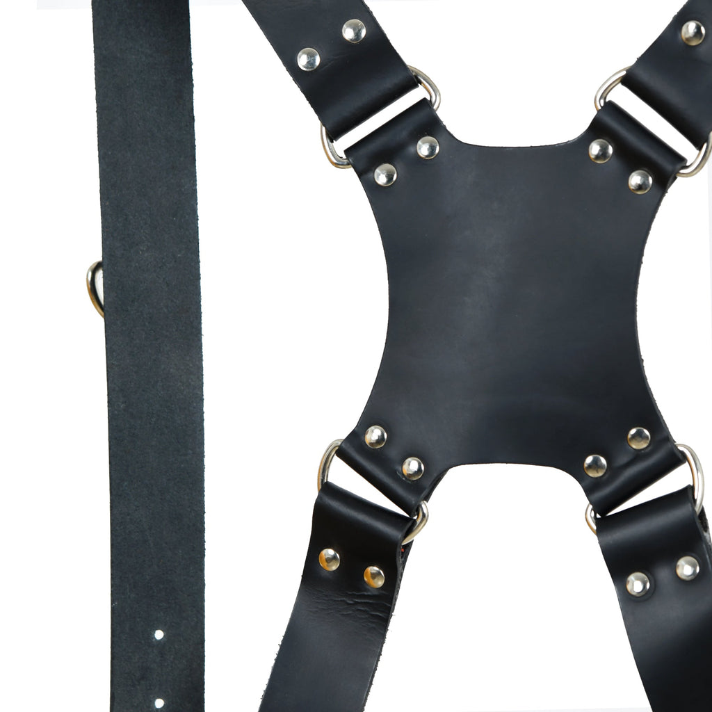 Dual Leather Camera Strap Harness- Black Classy Leather Bags