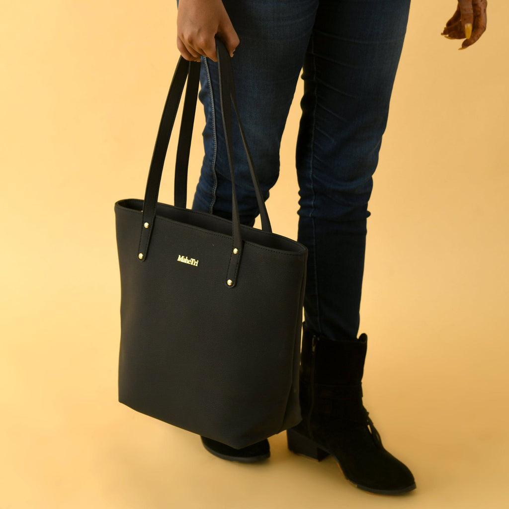 Era Vegan Leather Tote - Midnight Black Classy Leather Bags