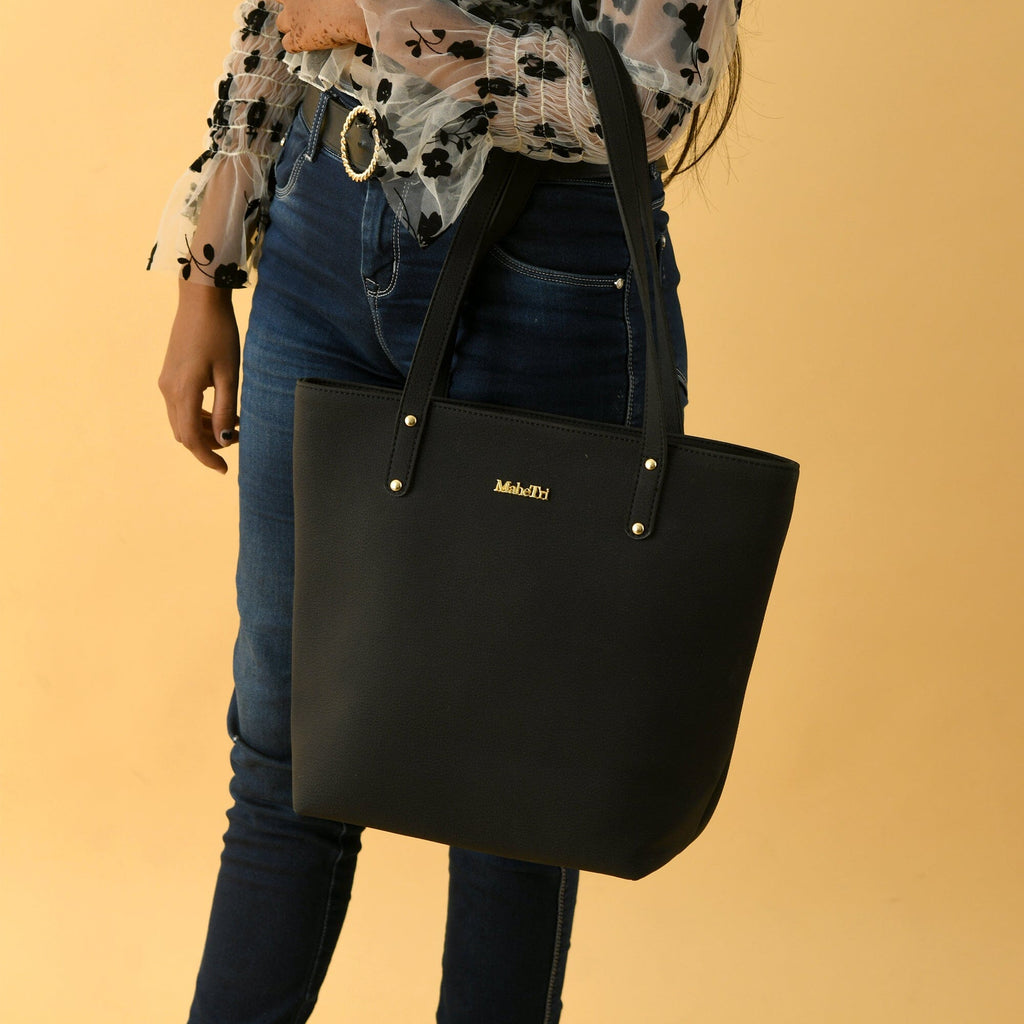 Era Vegan Leather Tote - Midnight Black Classy Leather Bags