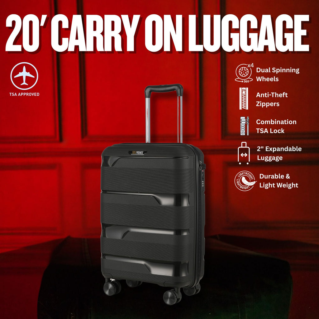 Black Hardcase Roller Luggage Set (28', 24' and 20') Sole Premise