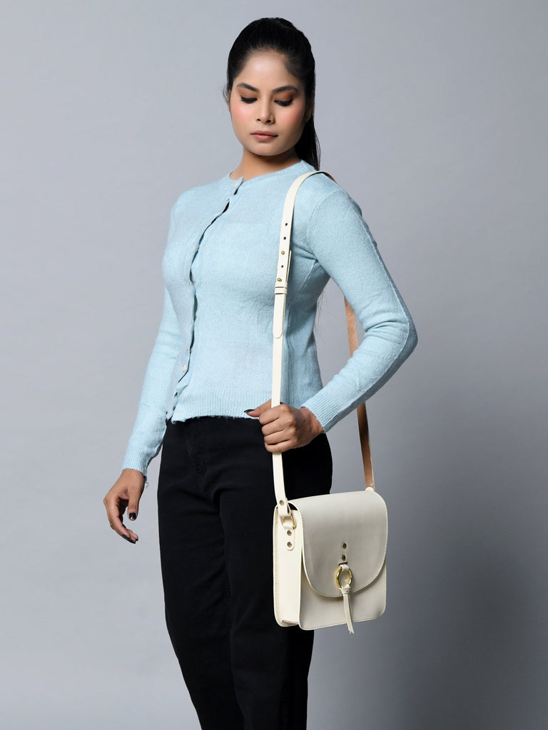 White Elegance Crossbody Sling Bag Classy Leather Bags