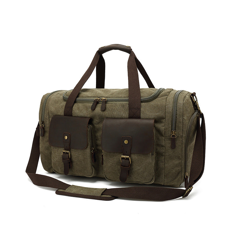 Canvas Retro Travel Bag Men Casual Canvas Tote Bag Canvas Shoulder Messenger Travel Bag RockCow Leather Studio