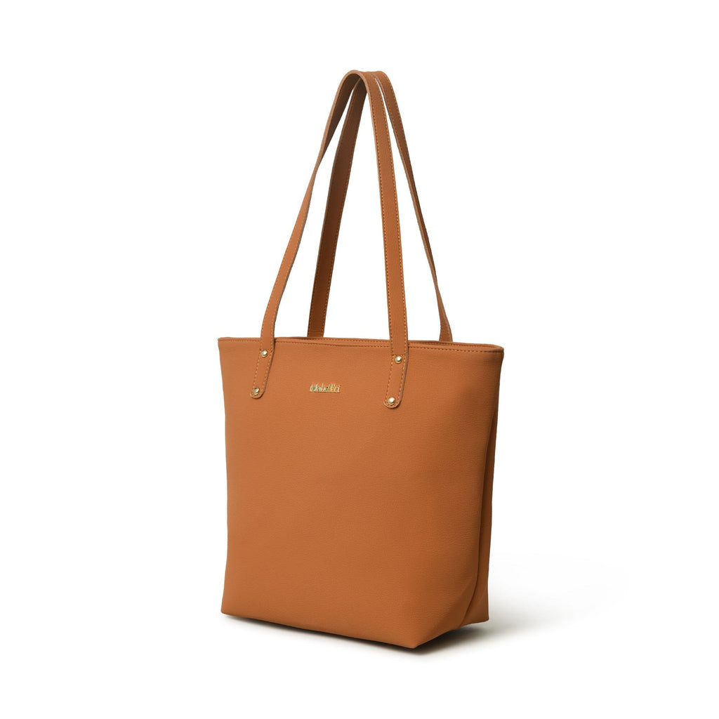 Era Vegan Leather Tote - Tan Brown Classy Leather Bags