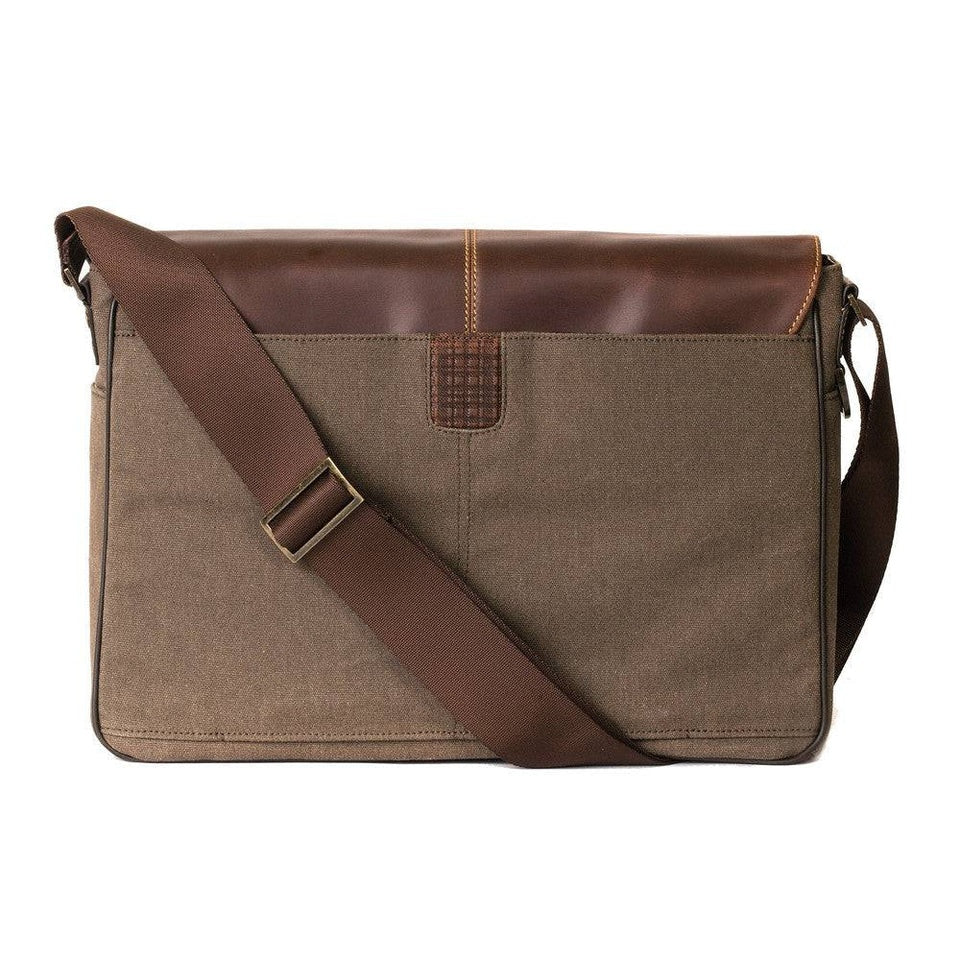 Bryant LTE Slim Double Buckle Canvas & Leather Messenger W RFID Boconi