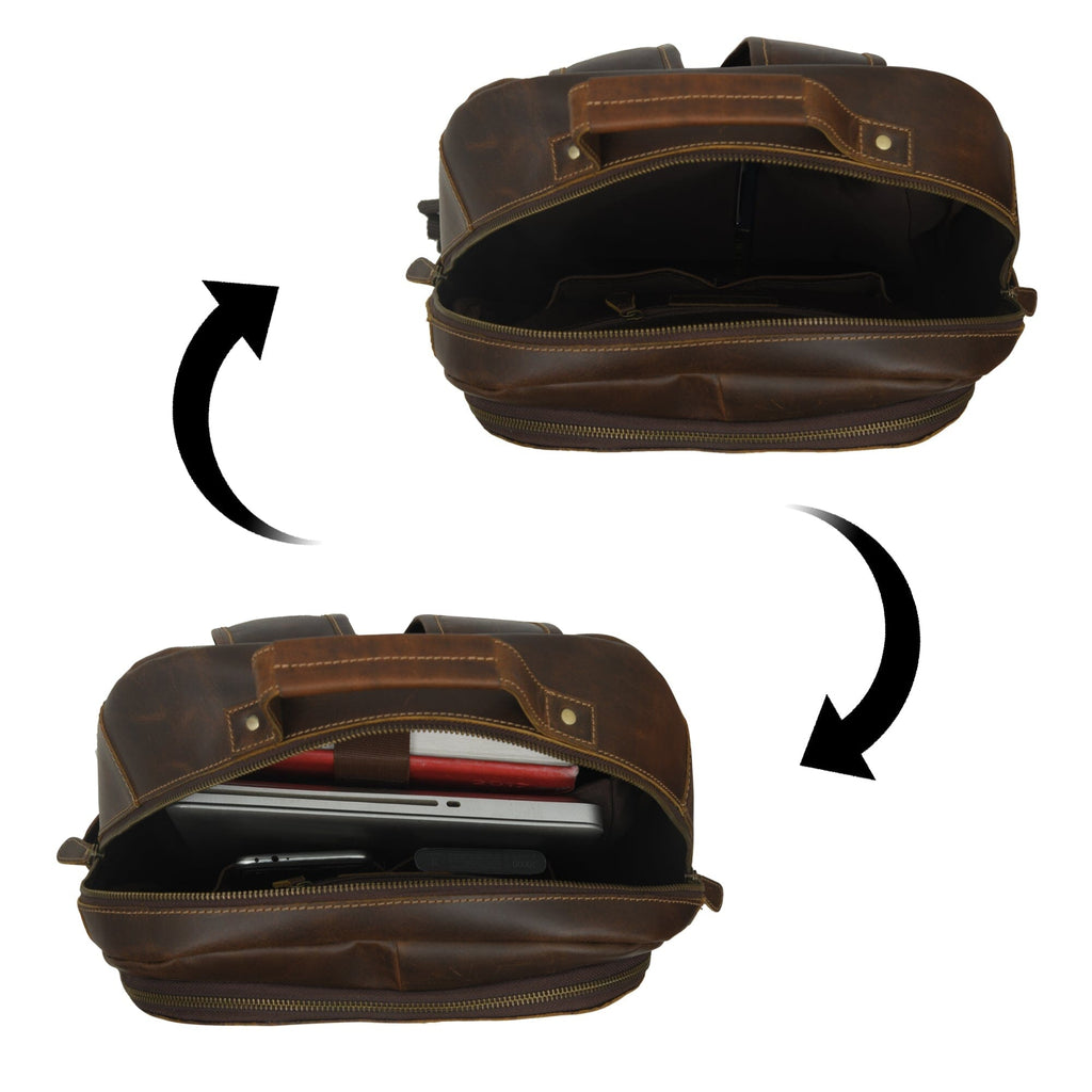 MaheTri Cambridge Unisex Buffalo Leather Backpack Classy Leather Bags