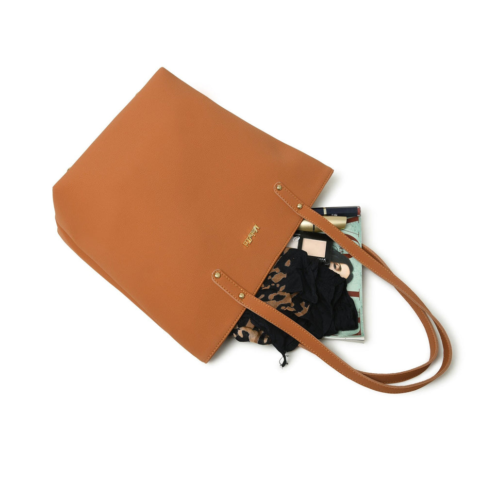 Era Vegan Leather Tote - Tan Brown Classy Leather Bags