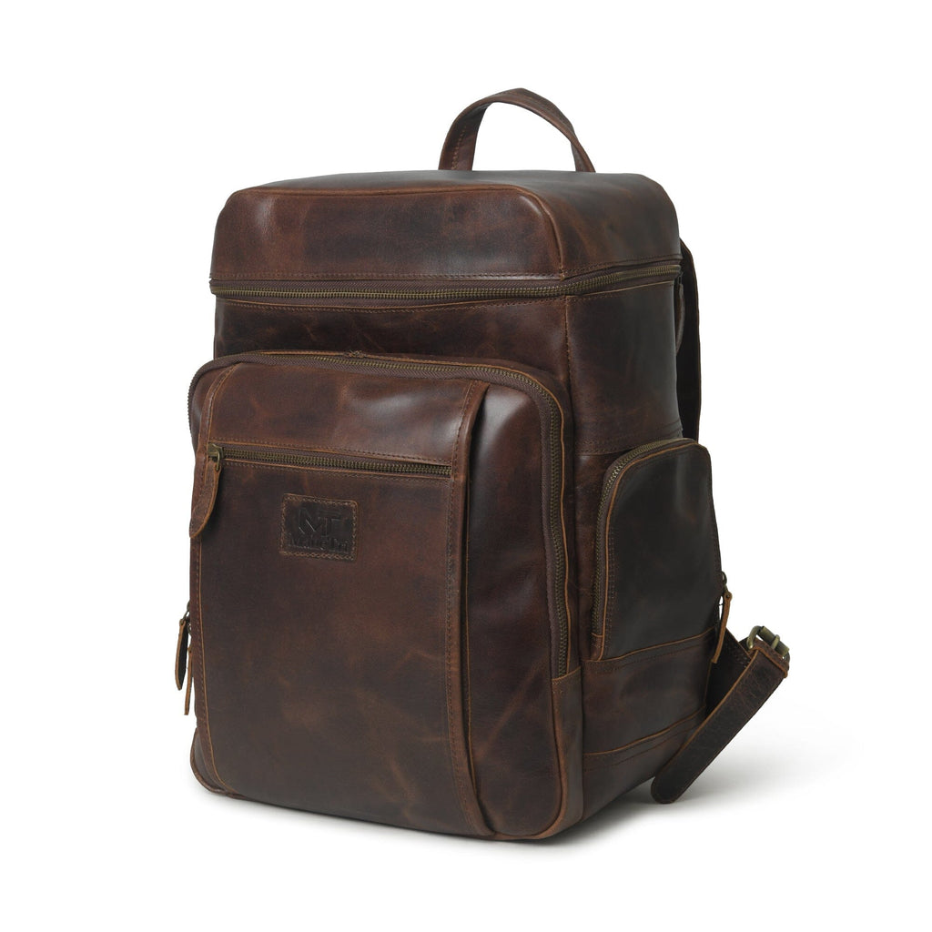 Alpha Brown Buffalo Leather Travel Backpack Classy Leather Bags