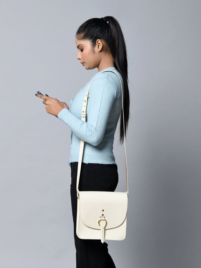 White Elegance Crossbody Sling Bag Classy Leather Bags