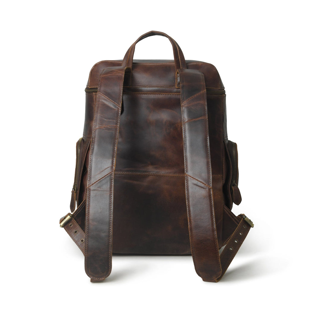 Alpha Brown Buffalo Leather Travel Backpack Classy Leather Bags