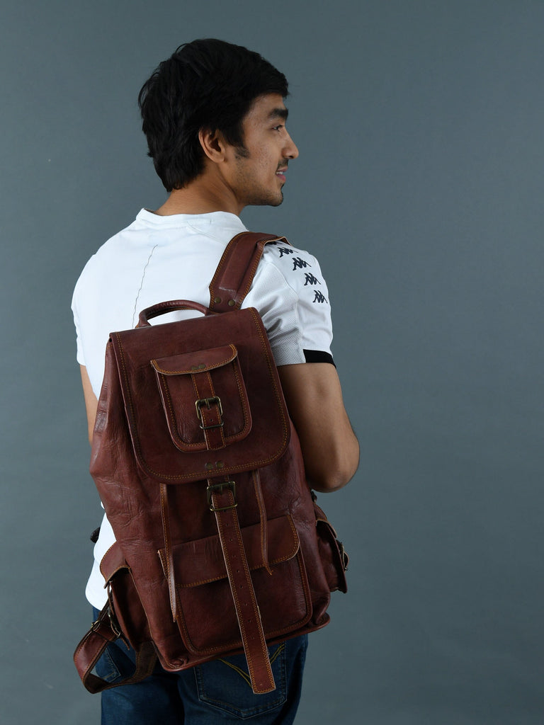 Rictus Hiking Backpack- Walnut Brown Classy Leather Bags