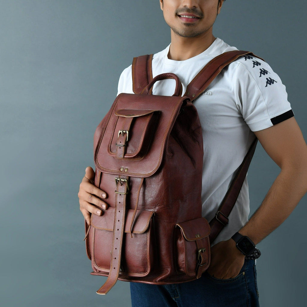 Rictus Hiking Backpack- Walnut Brown Classy Leather Bags