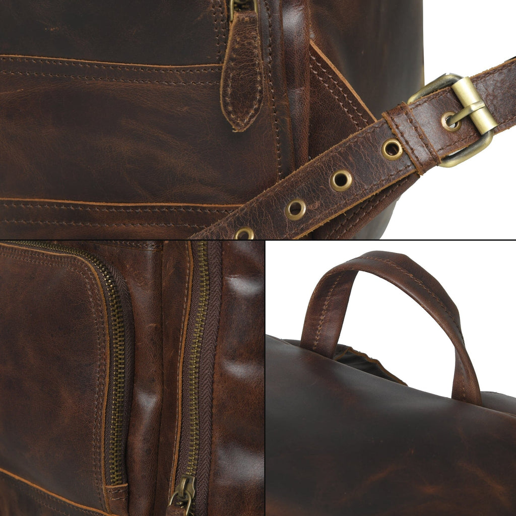 Alpha Brown Buffalo Leather Travel Backpack Classy Leather Bags