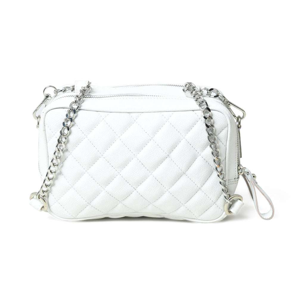 Mini Quilted Crossbody Bag, White Classy Leather Bags