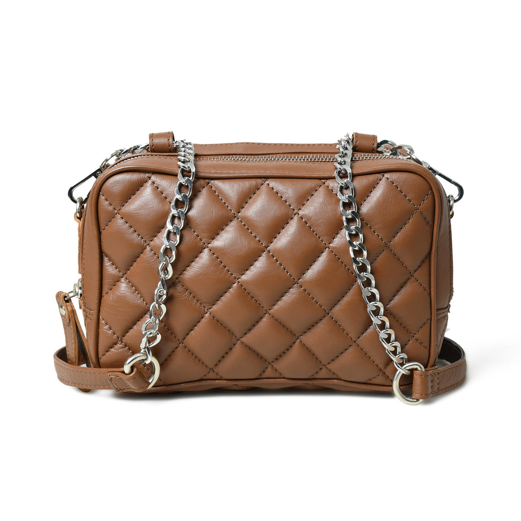 Mini Quilted Crossbody Bag, Rich Brown Classy Leather Bags