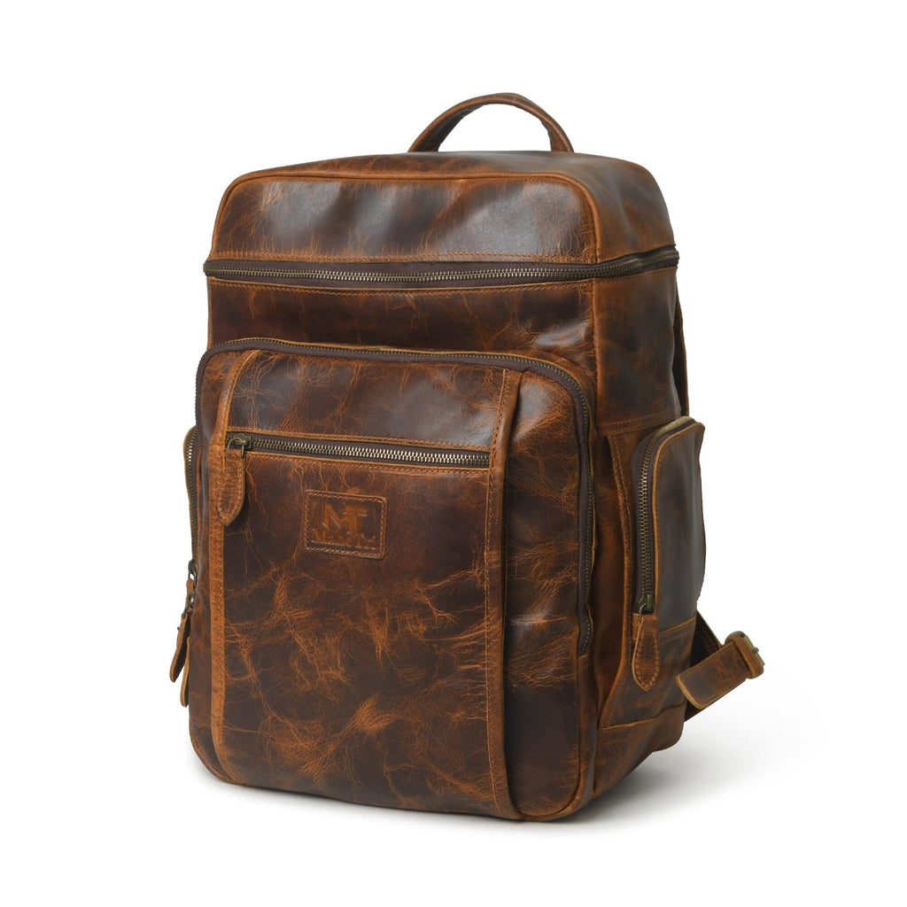 Alpha Caramel Buffalo Leather Travel Backpack Classy Leather Bags