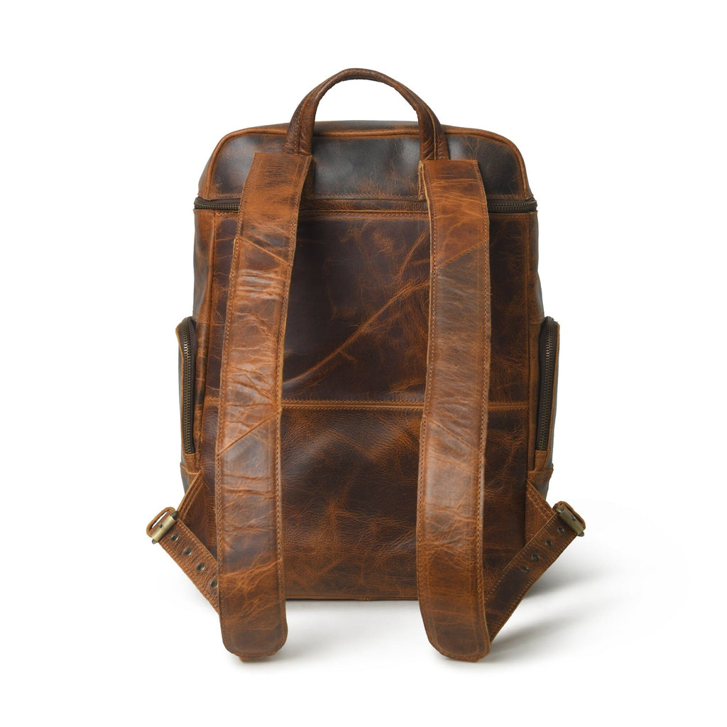 Alpha Caramel Buffalo Leather Travel Backpack Classy Leather Bags