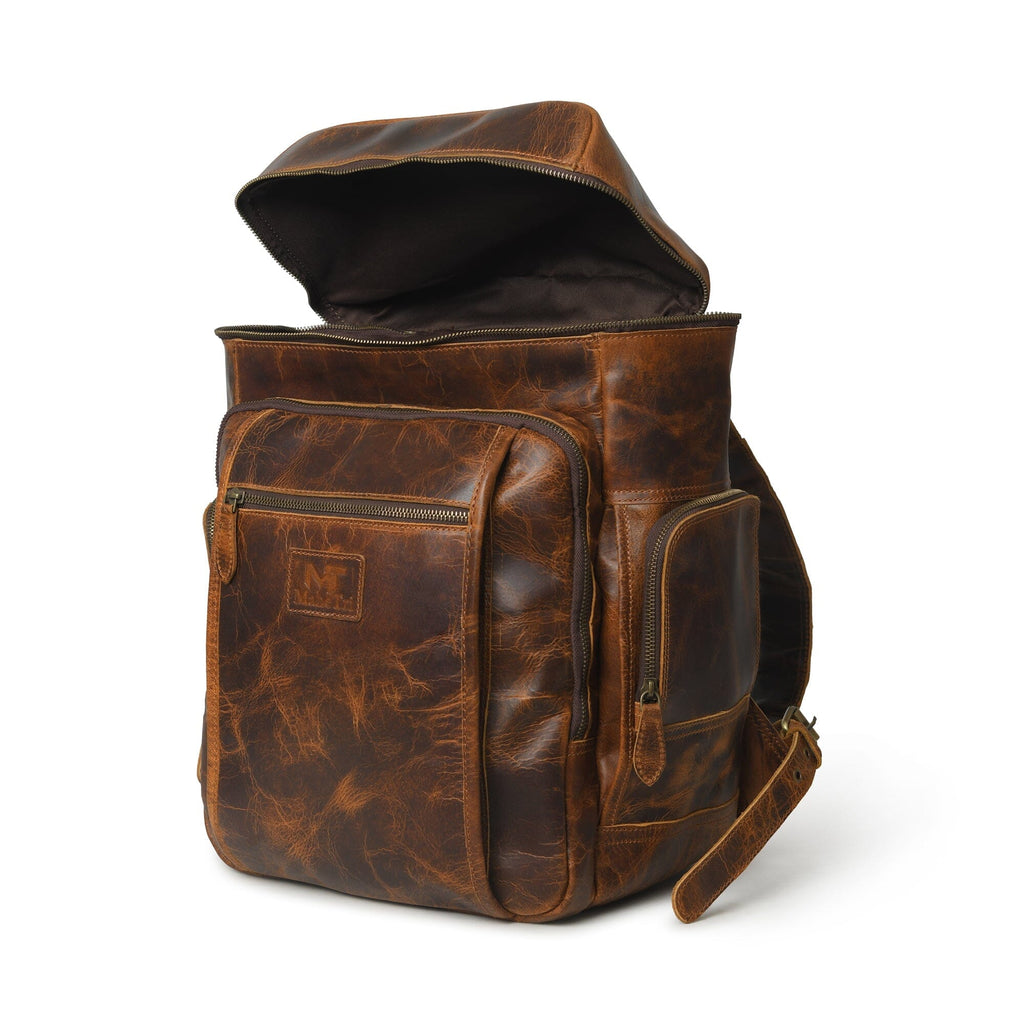 Alpha Caramel Buffalo Leather Travel Backpack Classy Leather Bags