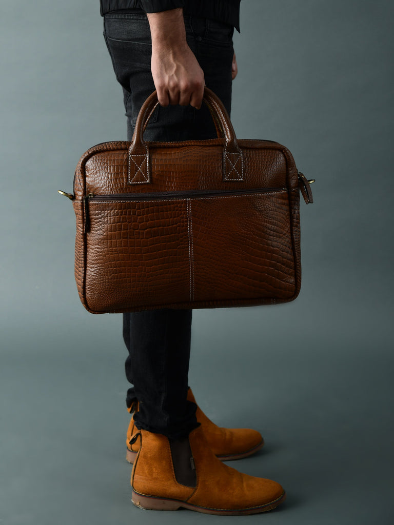 Laurent Leather Briefcase- Brown Classy Leather Bags