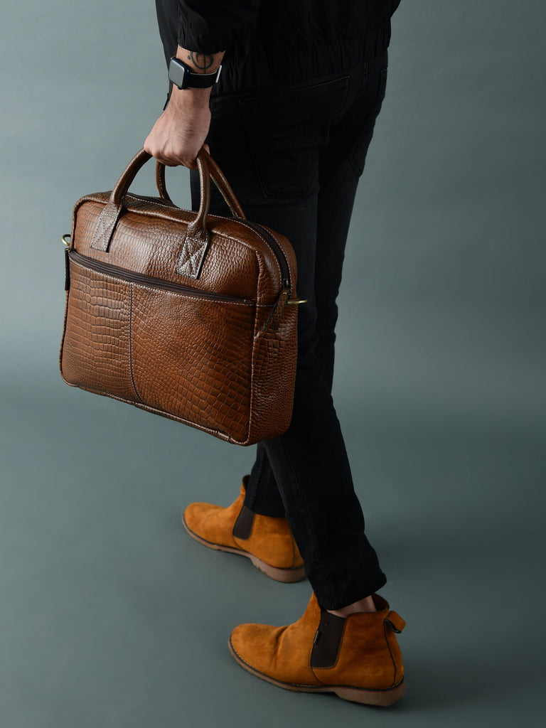 Laurent Leather Briefcase- Brown Classy Leather Bags