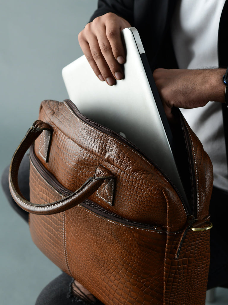 Laurent Leather Briefcase- Brown Classy Leather Bags