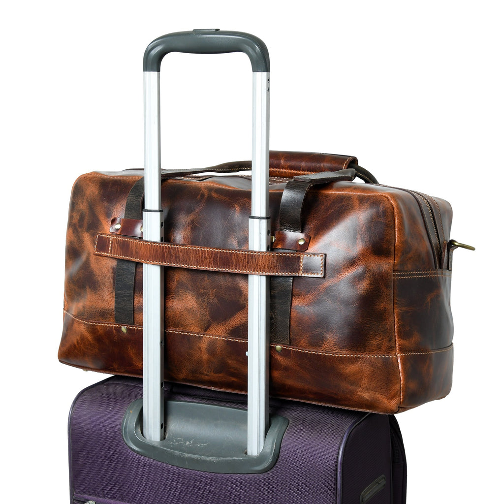 Espresso Elegance Carry on Duffle, Saddle Tan Classy Leather Bags
