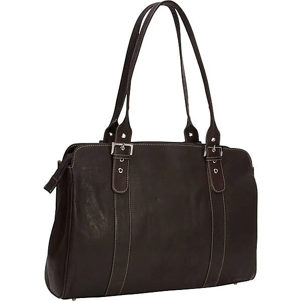 Piel Ladies Leather Buckle Laptop Tote Piel