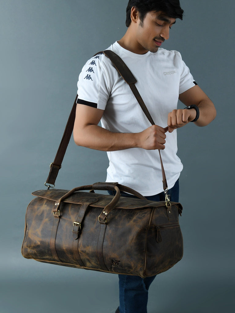 The Bolton Flap Duffel- Dark Brown Classy Leather Bags