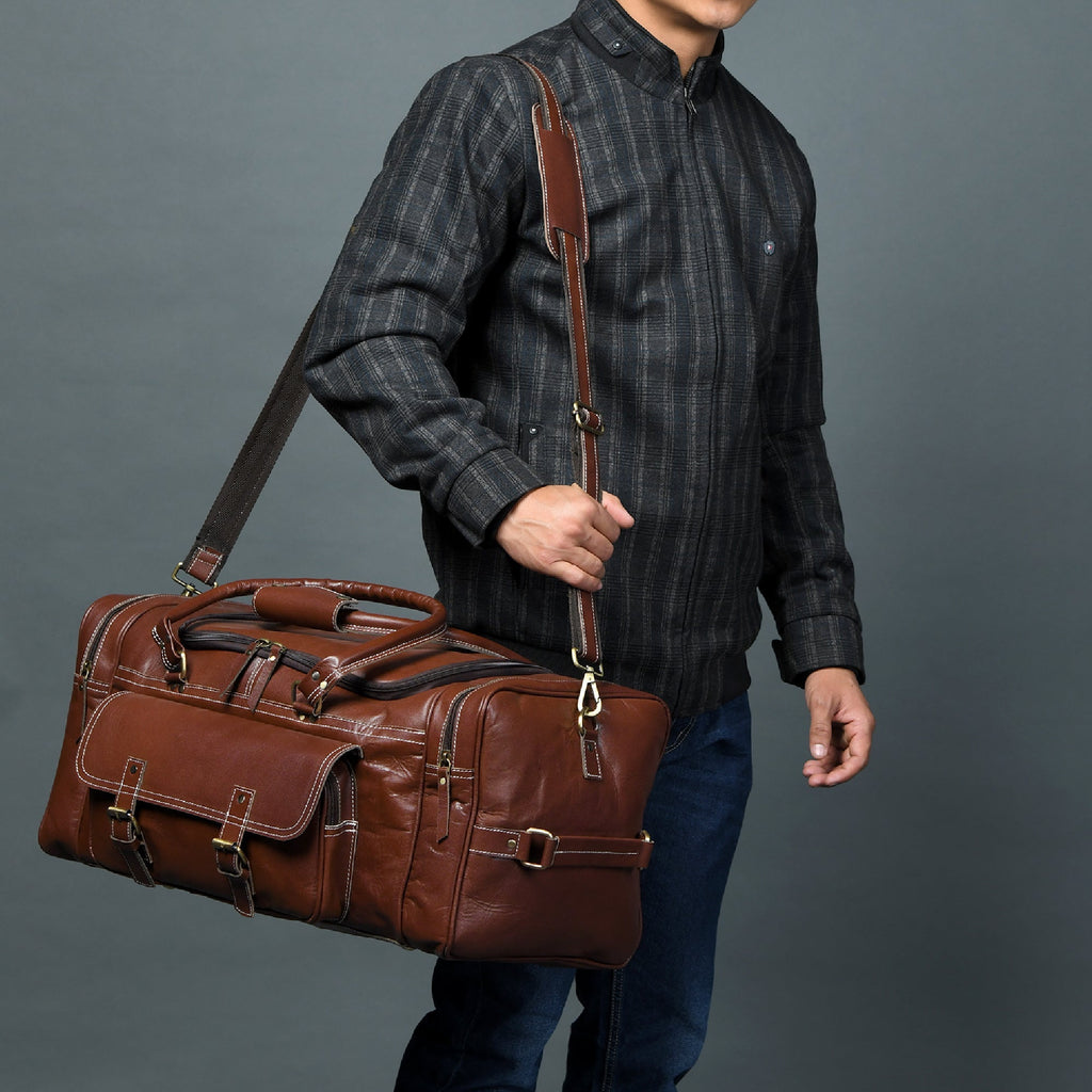 Upgraded Traveler Weekender Duffle Classy Leather Bags