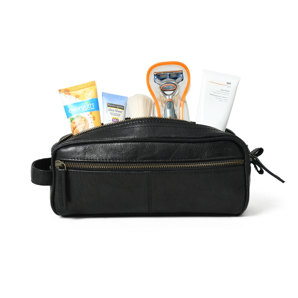 Midnight Deluxe Toiletry Bag-Twin Section Classy Leather Bags