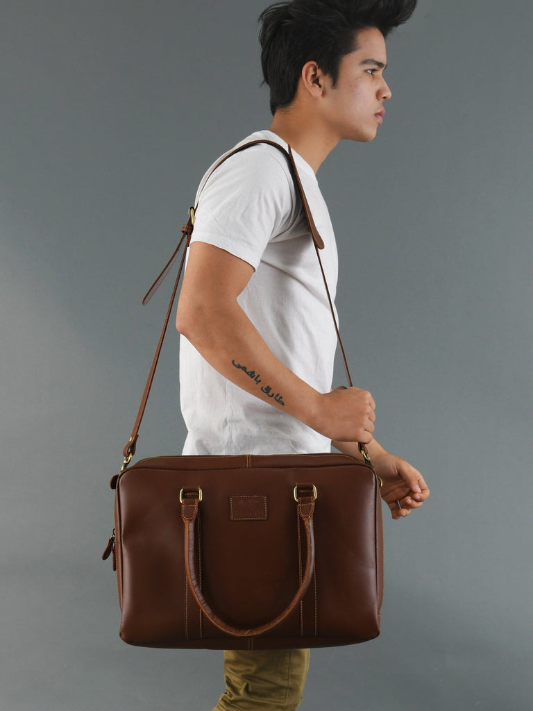 Dixon Brown Buffalo Leather Laptop Office Briefcase Classy Leather Bags