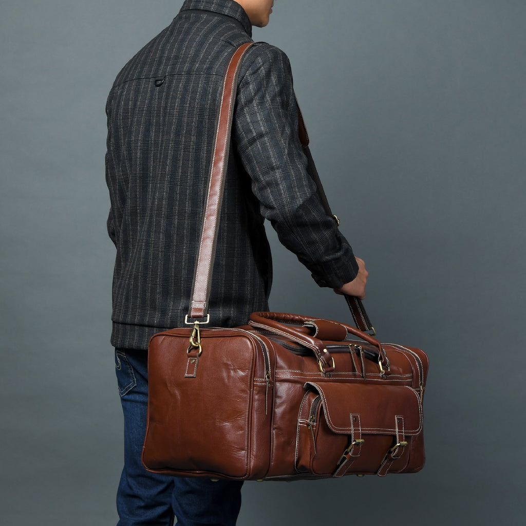 Upgraded Traveler Weekender Duffle Classy Leather Bags