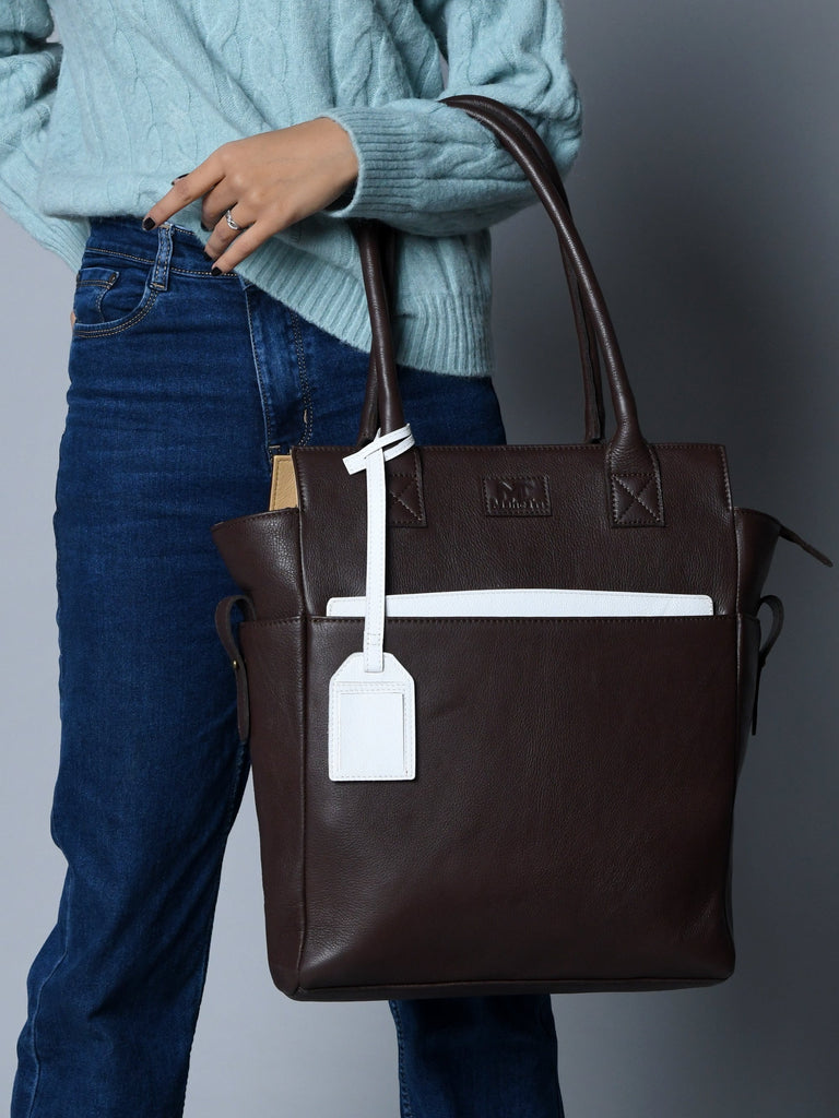 Chestnut Charm Brown Leather Tote Classy Leather Bags