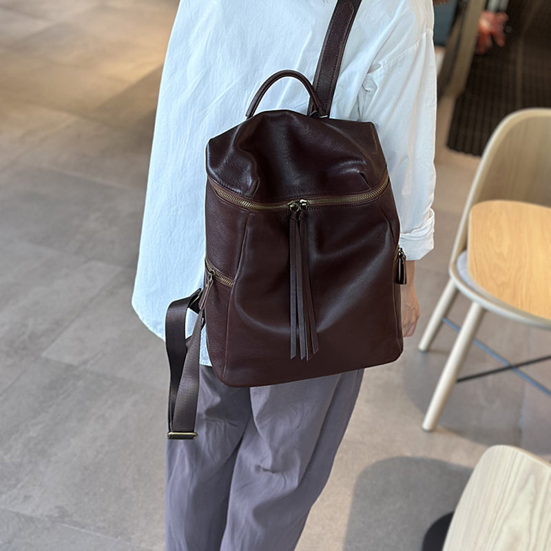 Large Women's Genuine Leather Backpacks, Handmade Vintage School Backpack for Women RockCow Leather Studio